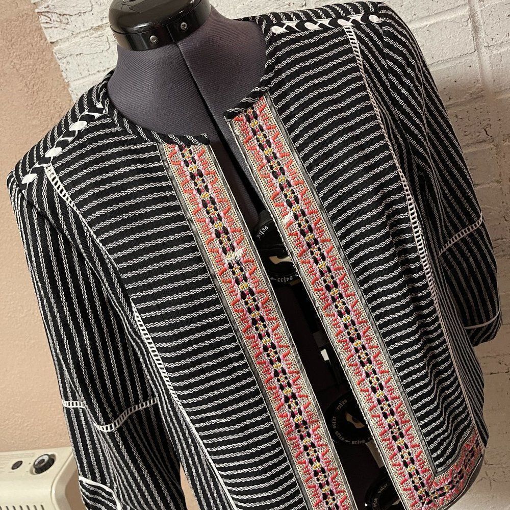 Rafealla Striped Embroidered Blazer Petitite large